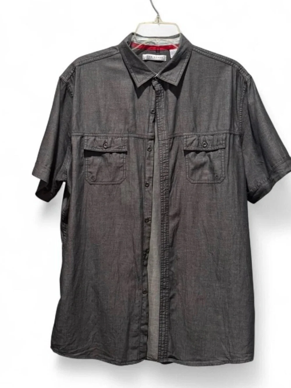 John Henry Short-Sleeve Button-Down Shirt - Charcoal